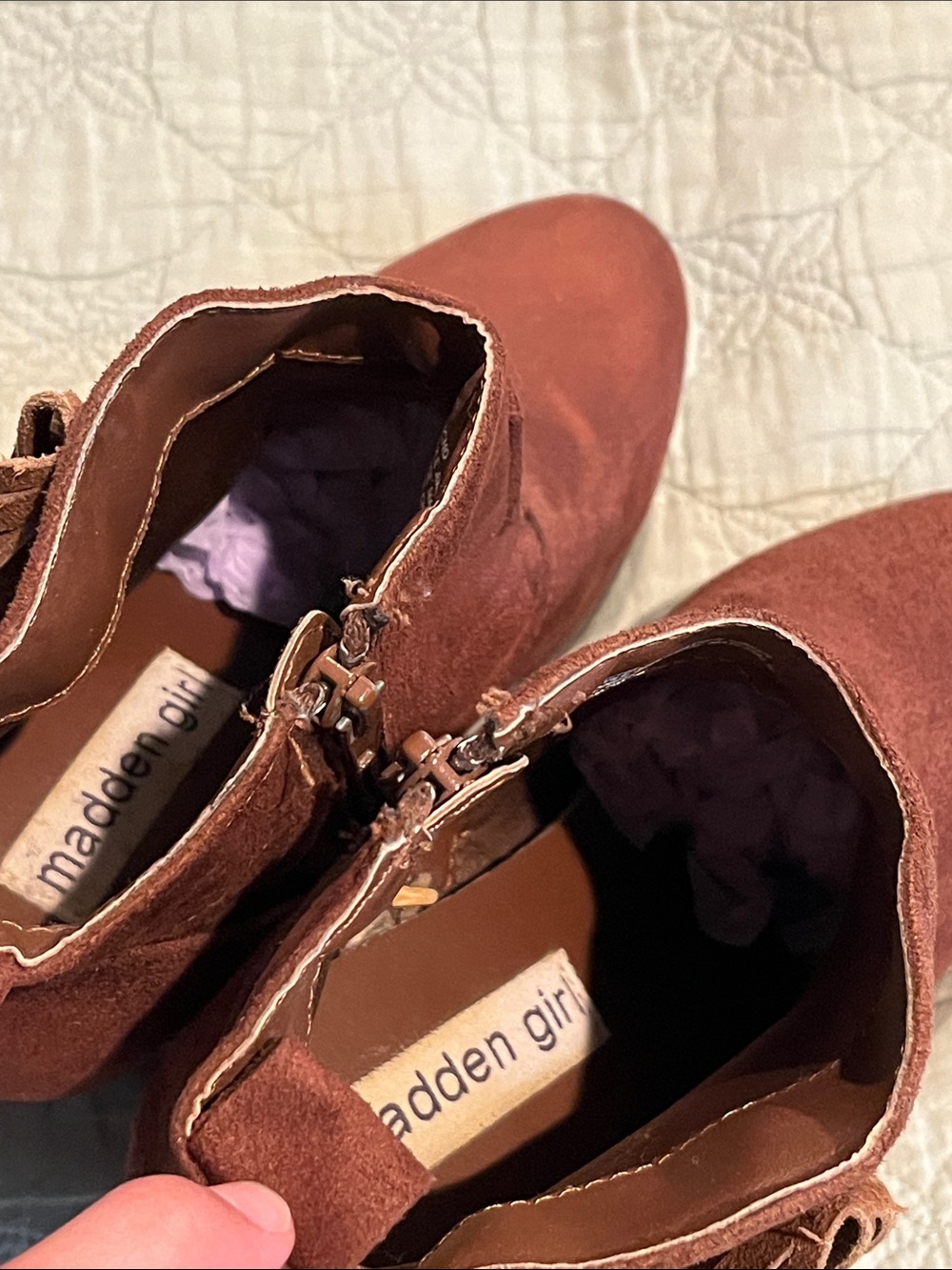 Leather Fringe Suede Ankle Boots in Rich Brown - Picture 5 of 15